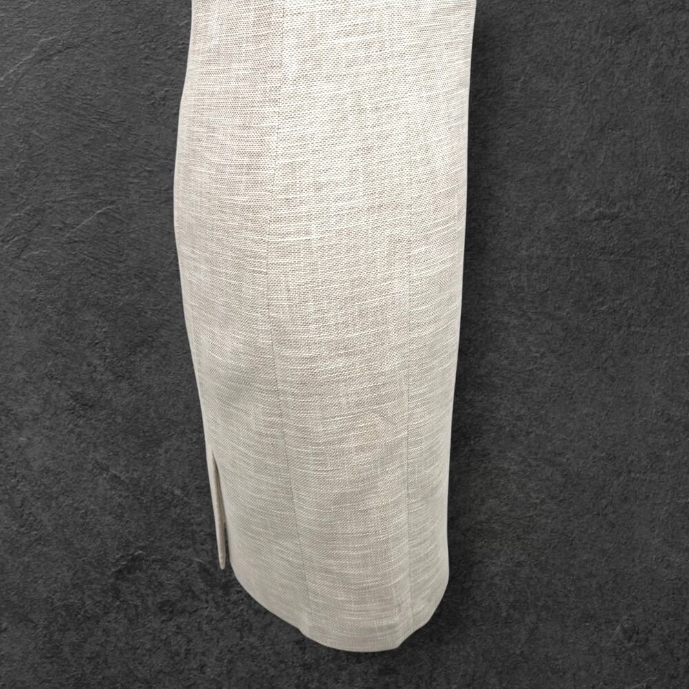 Talbots Beige Tweed Linen Blend Sheath Dress 8 Beaded Embellished Sleeveless - Picture 7 of 16